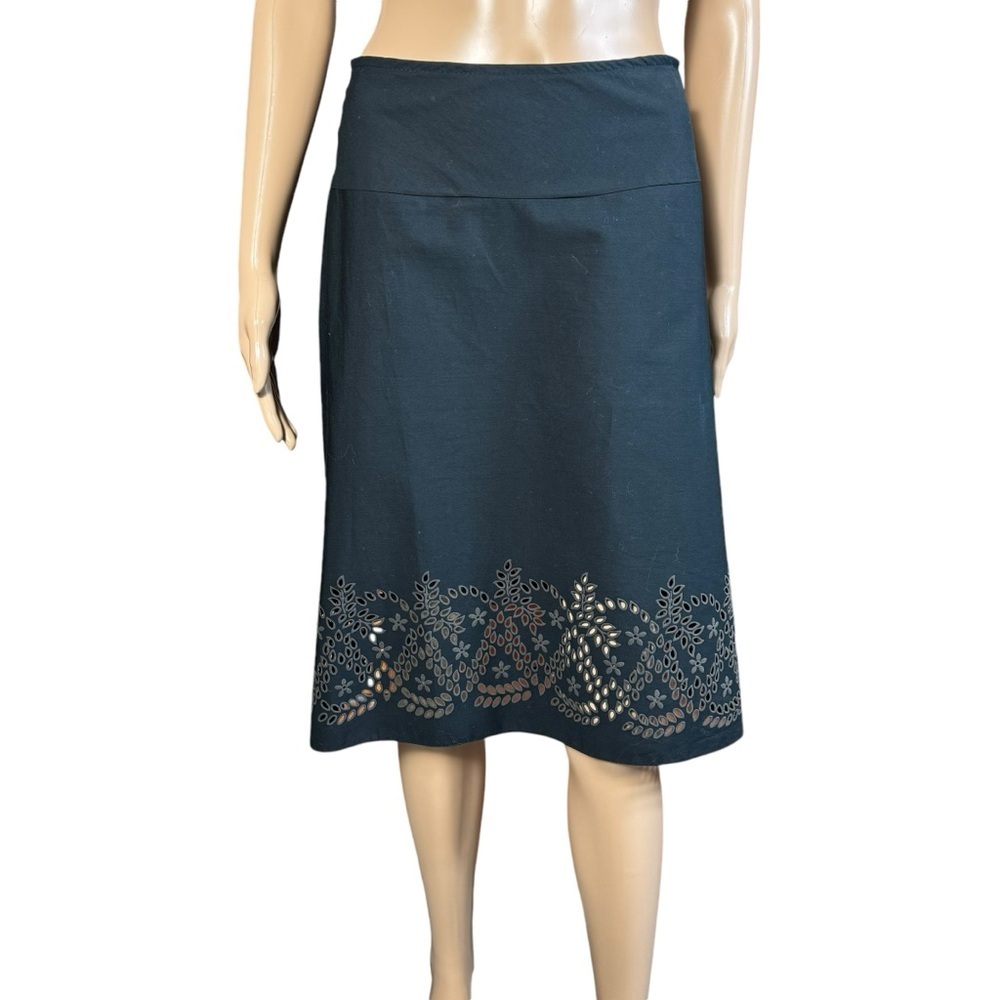 NWT New No Appt Necessary Black Cotton Eyelet Skirt Size M